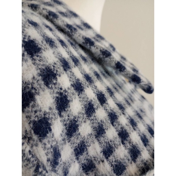 Max Studio Womens Blue White Gingham Plaid Button Up Shirt Jacket Shacket Size L - Picture 11 of 11